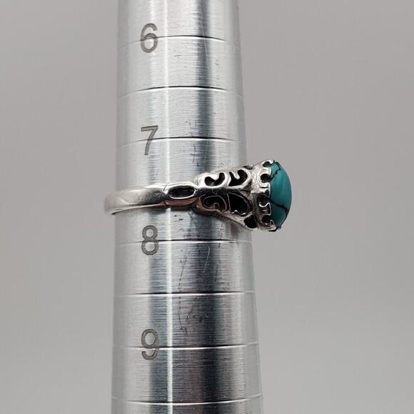 Seta Sterling Silver Vintage 925 Solitaire Blue Gem Ring Size 7.5 - Picture 8 of 8